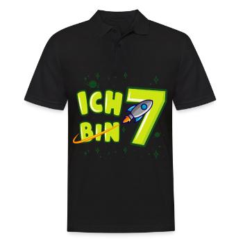 ICH BIN 7 Weltraum Kindergeburtstag 7 Jahre - Männer Poloshirt - Schwarz - Vorne - Kai (181cm)