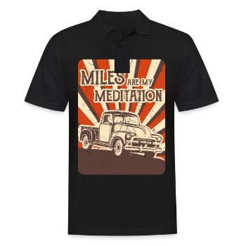 MILES ARE MY MEDITATION US Pickup Oldtimer US Car - Männer Poloshirt - Schwarz - Vorne - Kai (181cm)