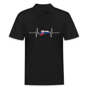 Slowakei Slovakia Herzschlag EKG Vintage Flagge - Männer Poloshirt - Schwarz - Vorne - Kai (181cm)