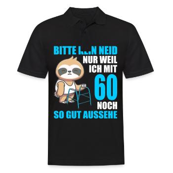 60. Geburtstag 60 Jahre Faultier Faultiere - Männer Poloshirt - Schwarz - Vorne - Kai (181cm)