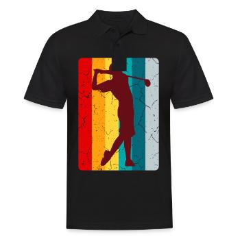 GOLF RETRO Golfer Outfit Golferinnen Golf Spieler - Männer Poloshirt - Schwarz - Vorne - Kai (181cm)