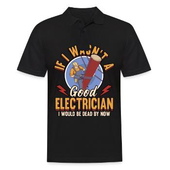 Électricien Electricité Artisans Métier Drôle - Polo Homme - noir - Devant - Kai (181cm)
