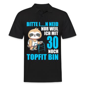 30. Geburtstag 30 Jahre Faultier Faultiere - Männer Poloshirt - Schwarz - Vorne - Kai (181cm)