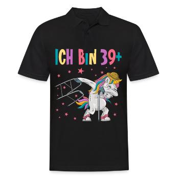 40 Jahre Einhorn ich bin 39+ 40. Geburtstag - Männer Poloshirt - Schwarz - Vorne - Kai (181cm)