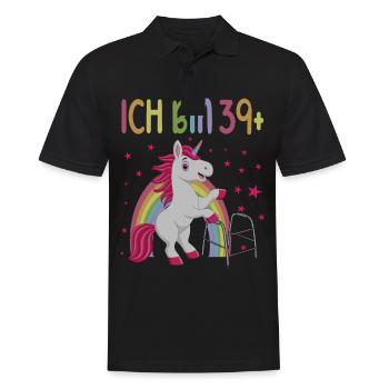 40 Jahre Einhorn ich bin 39+ 40. Geburtstag - Männer Poloshirt - Schwarz - Vorne - Kai (181cm)