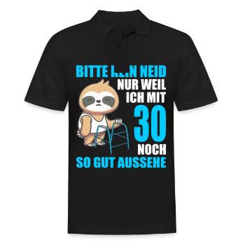 30. Geburtstag 30 Jahre Faultier Faultiere - Männer Poloshirt - Schwarz - Vorne - Kai (181cm)