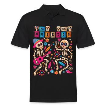 Dia De los Muertos Day of the Dead Mexican Skelet - Männer Poloshirt - Schwarz - Vorne - Kai (181cm)