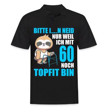 60. Geburtstag 60 Jahre Faultier Faultiere - Männer Poloshirt - Schwarz - Vorne - Kai (181cm)
