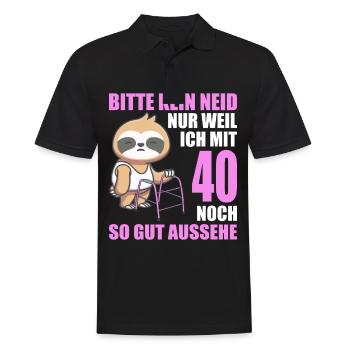 40. Geburtstag 40 Jahre Faultier Faultiere - Männer Poloshirt - Schwarz - Vorne - Kai (181cm)