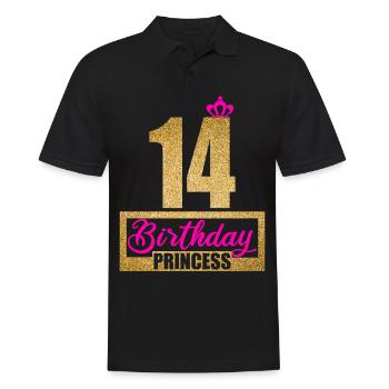 14 ans 14 ans 14 anniversaire de la princesse - Polo Homme - noir - Devant - Kai (181cm)
