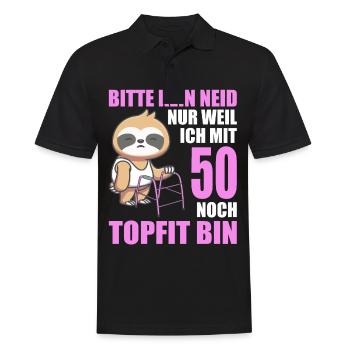 50. Geburtstag 50 Jahre Faultier Faultiere - Männer Poloshirt - Schwarz - Vorne - Kai (181cm)
