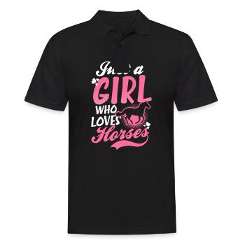Équitation Fille qui aime les chevaux - Polo Homme - noir - Devant - Kai (181cm)