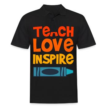 TEACH LOVE INSPIRE Professeur Sort Prof Drôle - Polo Homme - noir - Devant - Kai (181cm)