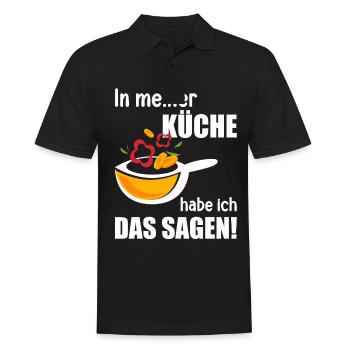 In meiner Küche habe ich das sagen lustiges Köchin - Männer Poloshirt - Schwarz - Vorne - Kai (181cm)