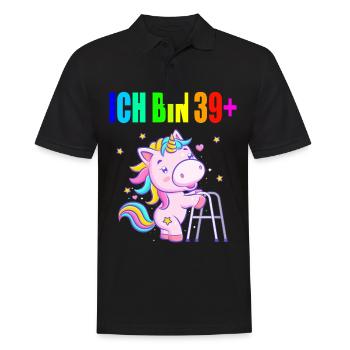 40 Jahre Einhorn ich bin 39+ 40. Geburtstag - Männer Poloshirt - Schwarz - Vorne - Kai (181cm)