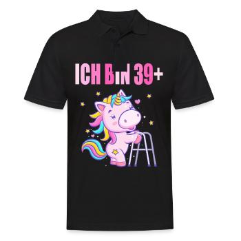 40 Jahre Einhorn ich bin 39+ 40. Geburtstag - Männer Poloshirt - Schwarz - Vorne - Kai (181cm)
