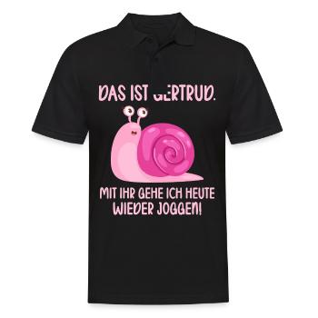 Das ist Gertrud mit ihr gehe ich joggen lustiges - Männer Poloshirt - Schwarz - Vorne - Kai (181cm)