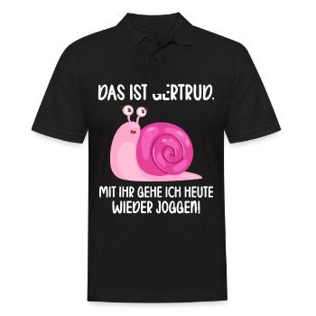 Das ist Gertrud mit ihr gehe ich joggen lustiges - Männer Poloshirt - Schwarz - Vorne - Kai (181cm)