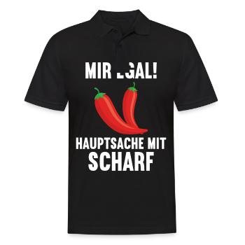 Mir egal Hauptsache scharf Chillis Chilli Chili - Männer Poloshirt - Schwarz - Vorne - Kai (181cm)