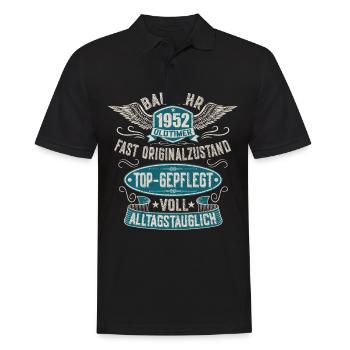 Baujahr 1952 70. Geburtstag Jahrgang 52 Oldtimer - Männer Poloshirt - Schwarz - Vorne - Kai (181cm)