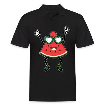 Wassermelone - Männer Poloshirt - Schwarz - Vorne - Kai (181cm)