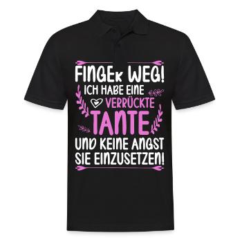 Finger weg ich habe eine verrückte Tante - Männer Poloshirt - Schwarz - Vorne - Kai (181cm)