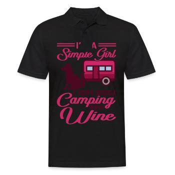 I'm A Simple Girl Dogs Camping Wine Camping Queen - Men's Polo Shirt - black - Front - Kai (181cm)