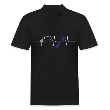 Neuseeland mit Herzschlag EKG Vintage Flagge - Männer Poloshirt - Schwarz - Vorne - Kai (181cm)