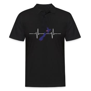 Neuseeland mit Herzschlag EKG Vintage Flagge - Männer Poloshirt - Schwarz - Vorne - Kai (181cm)