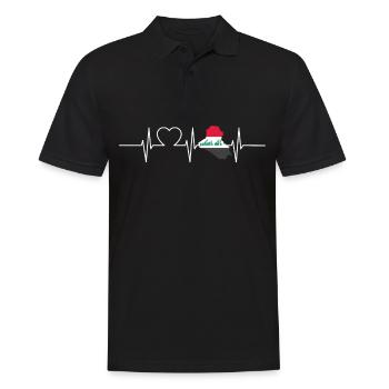 Irak mit Herzschlag EKG Vintage Flagge Irak - Männer Poloshirt - Schwarz - Vorne - Kai (181cm)