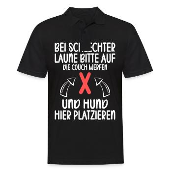 Bei schlechter Laune bitte auf Couch Hund hier - Männer Poloshirt - Schwarz - Vorne - Kai (181cm)