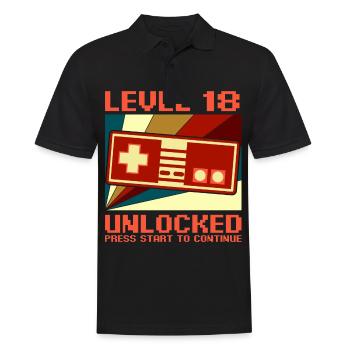 LEVEL 18 UNLOCKED 18 Birthday Gamer Controller - Men's Polo Shirt - black - Front - Kai (181cm)