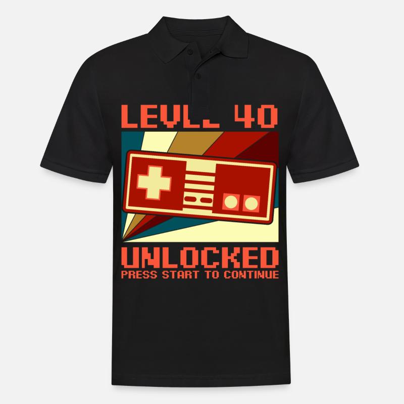 LEVEL 40 UNLOCKED 40 Geburtstag Gamer Controller - Männer Poloshirt - Schwarz