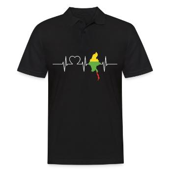 Myanmar with heartbeat ECG Vintage Flag Myanmar - Men's Polo Shirt - black - Front - Kai (181cm)