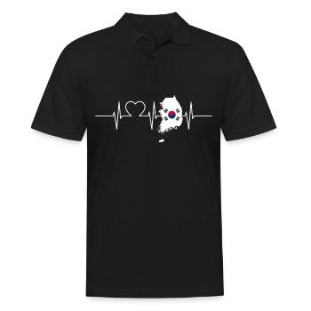 Süd Korea mit Herzschlag EKG Vintage Flagge Süd - Männer Poloshirt - Schwarz - Vorne - Kai (181cm)