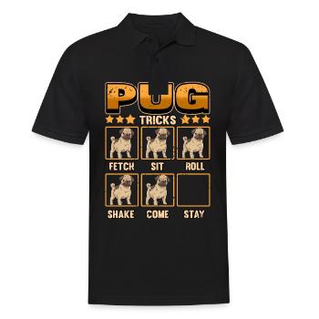 Hund Mops Hundebesitzer Lustig Tricks Geschenk - Männer Poloshirt - Schwarz - Vorne - Kai (181cm)