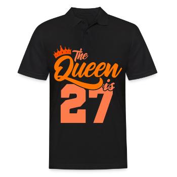 BIRTHDAY QUEEN 27 anniversaire Maman 27 ans - Polo Homme - noir - Devant - Kai (181cm)