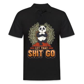 Yoga Meditation Namaste Panda Spruch Geschenk - Männer Poloshirt - Schwarz - Vorne - Kai (181cm)