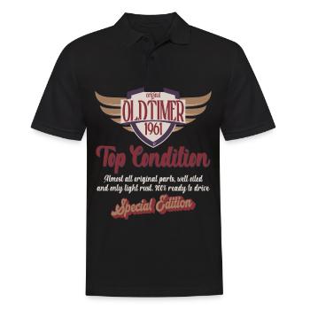 Jahrgang 1961 Oldtimer Top Zustand Geburtstags - Männer Poloshirt - Schwarz - Vorne - Kai (181cm)