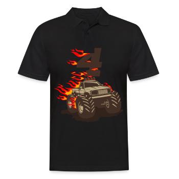 MONSTERTRUCK 4 birthday boy 4 years - Men's Polo Shirt - black - Front - Kai (181cm)