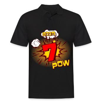 COMIC GEBURTSTAG 7 Jahre 7 Geburtstag Jungen - Männer Poloshirt - Schwarz - Vorne - Kai (181cm)