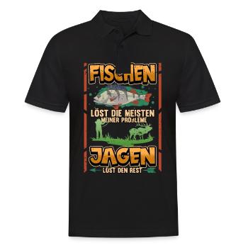 Angler Fischen Jagen Jäger Lustig Spruch Geschenk - Männer Poloshirt - Schwarz - Vorne - Kai (181cm)