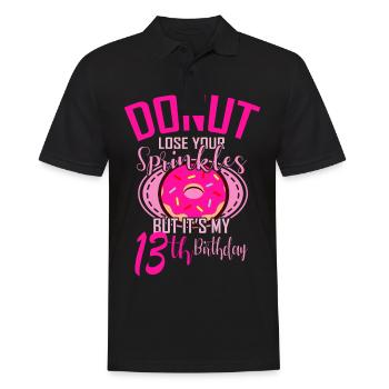 DONUT ANNIVERSAIRE 13 anniversaire fille donut - Polo Homme - noir - Devant - Kai (181cm)
