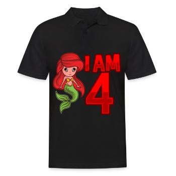 JE SUIS 4 ANS 4 anniversaire fille sirène - Polo Homme - noir - Devant - Kai (181cm)