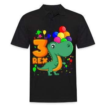3 REX 3 ans dino anniversaire dinosaure - Polo Homme - noir - Devant - Kai (181cm)