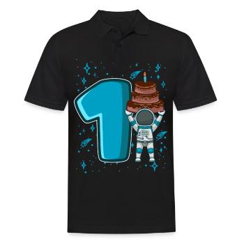 1 anniversaire jeune 1 année astronaute spatial - Polo Homme - noir - Devant - Kai (181cm)