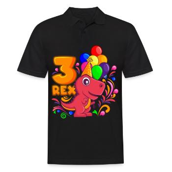 3 REX anniversaire DINO 3 ans dinosaure - Polo Homme - noir - Devant - Kai (181cm)