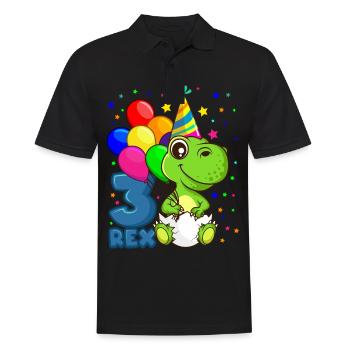 3 REX anniversaire DINO 3 ans dinosaure - Polo Homme - noir - Devant - Kai (181cm)