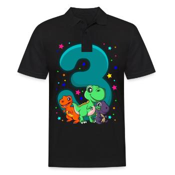 THREE REX 3 ans dino anniversaire dinosaure - Polo Homme - noir - Devant - Kai (181cm)