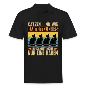 Katze Kätzchen Lustige Sprüche Haustier Geschenk - Männer Poloshirt - Schwarz - Vorne - Kai (181cm)
